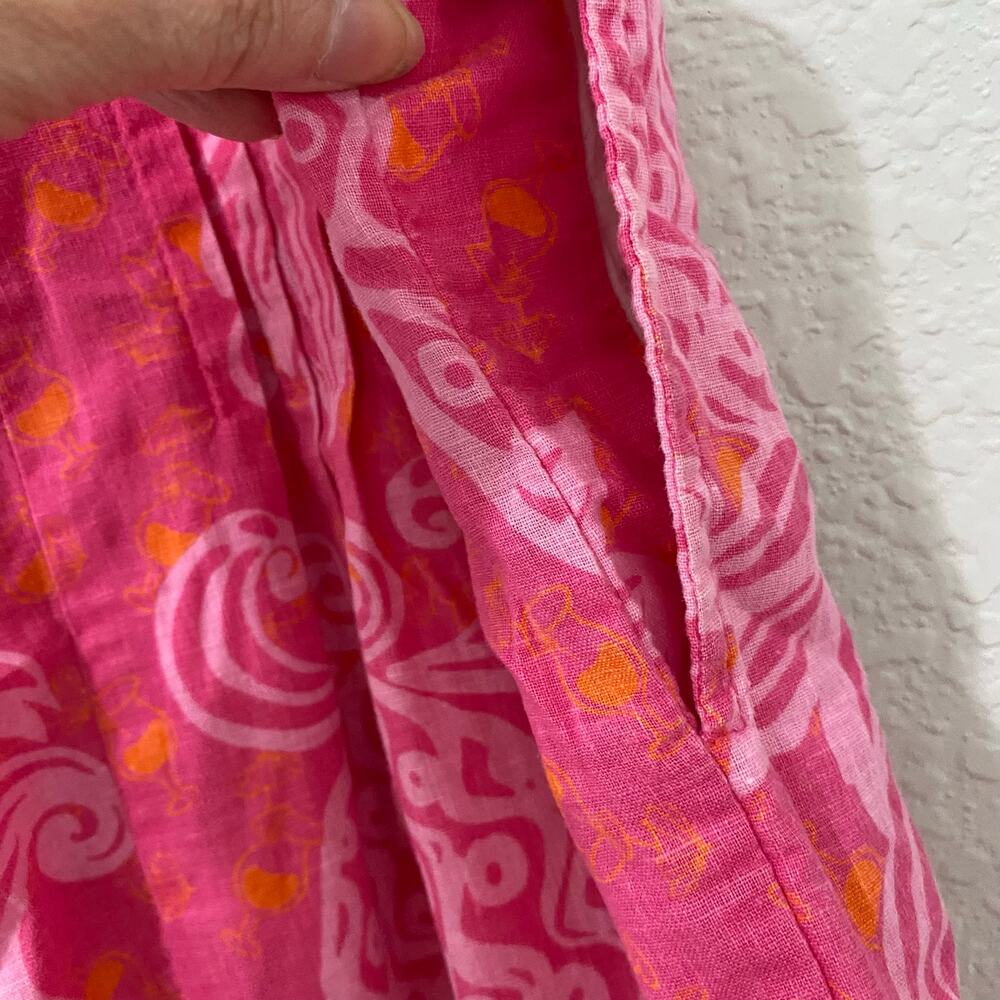 Lilly Pulitzer Largo Daiquiri Skirt L Pink Pineapple Print Linen Ruffle Pockets - Picture 7 of 11